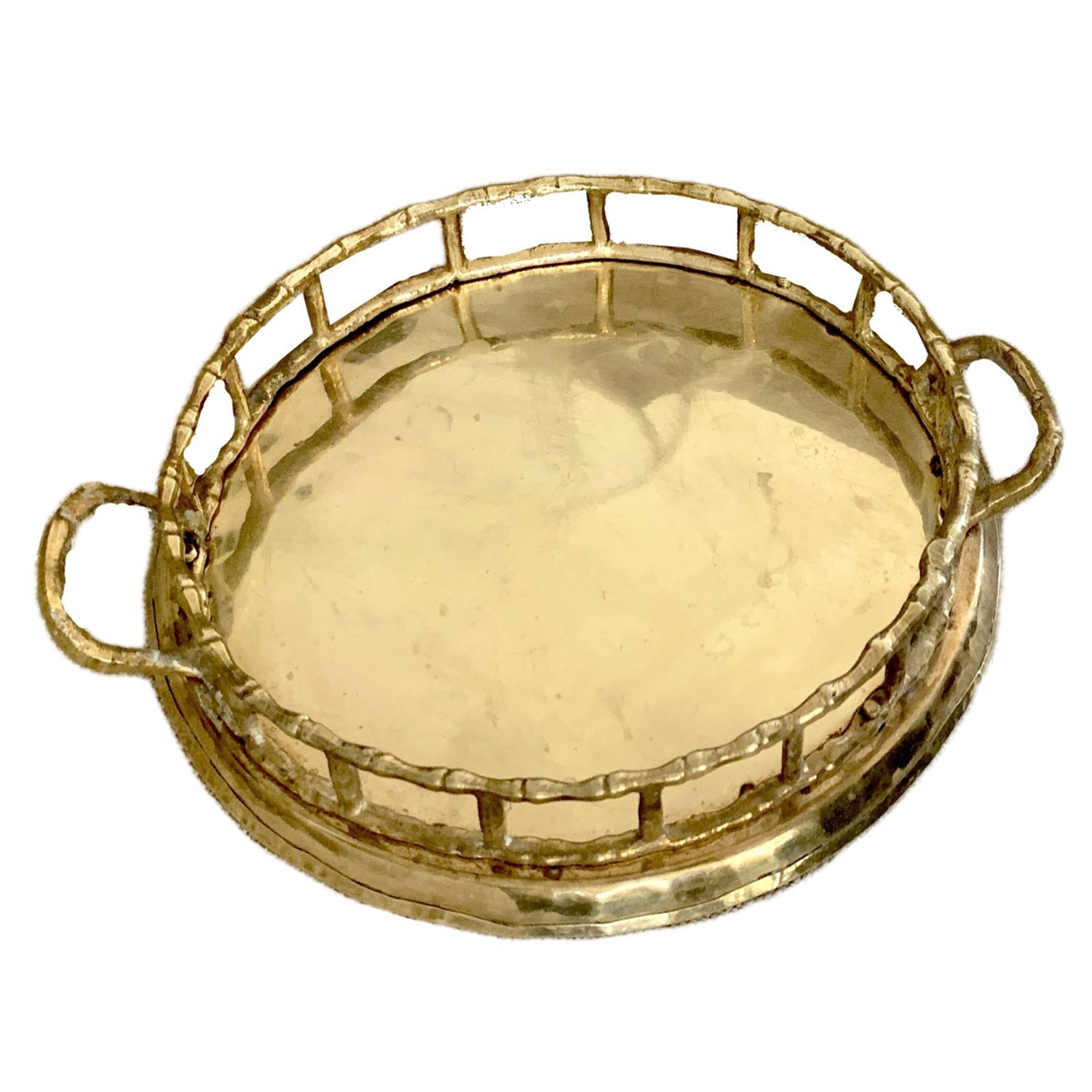 Vintage Brass Faux Bamboo Tray