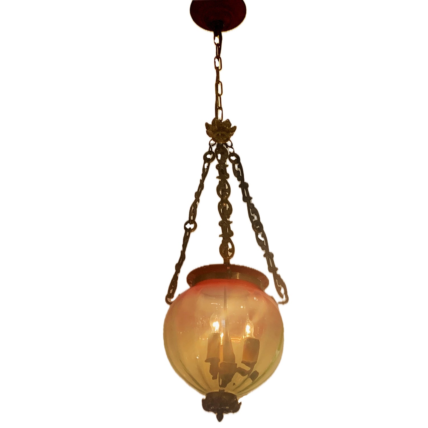 Belgian Pink & Green Globe Pendant, 19th c.