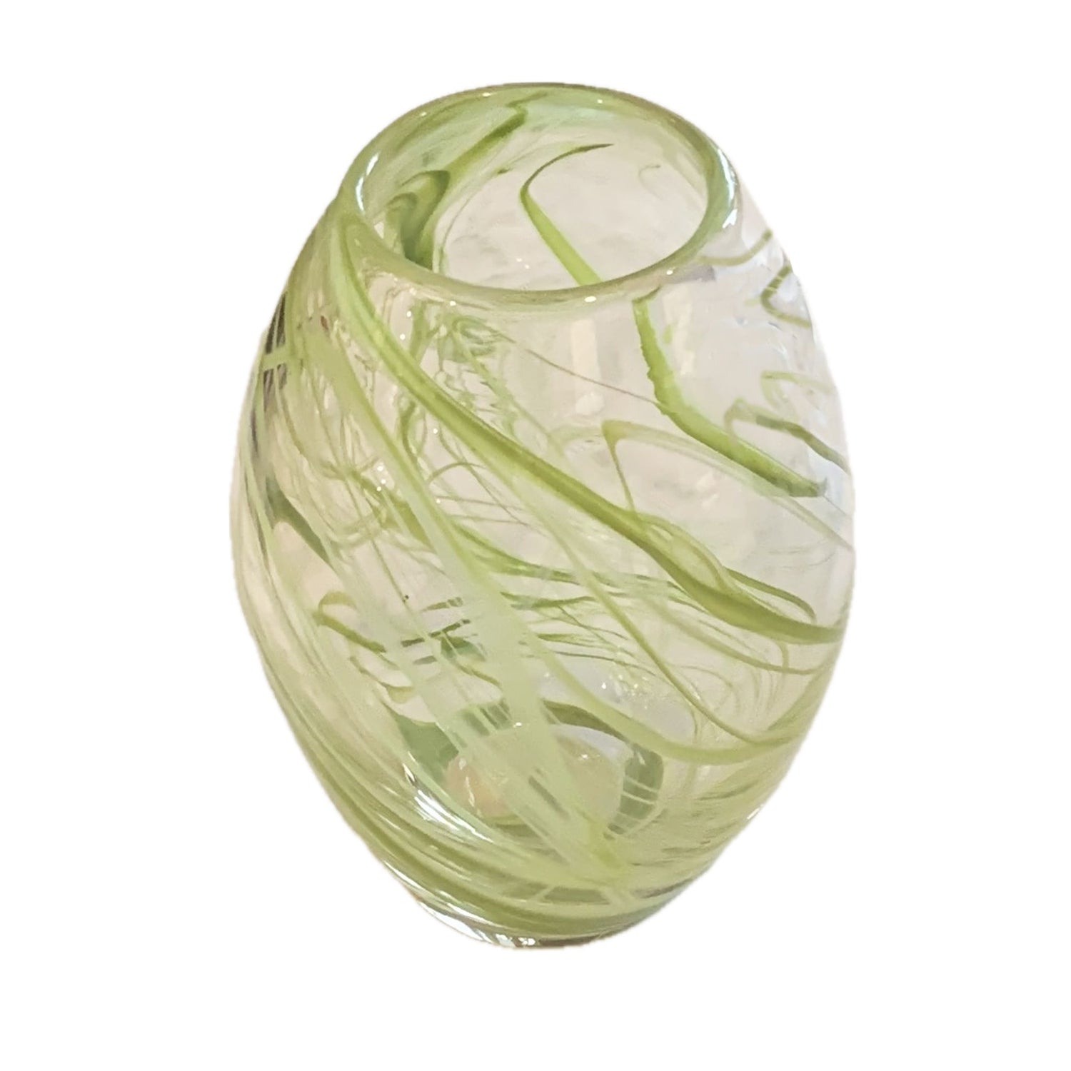 Isaac Theobald, Hand Blown Vase with Green Swirls