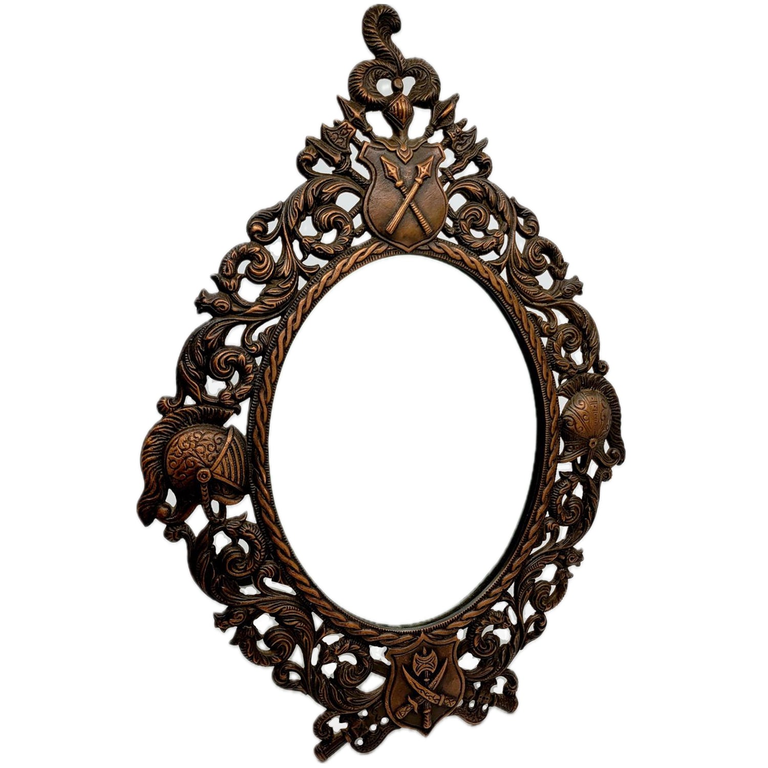 Coat of Arms Bronze Oval Mirror