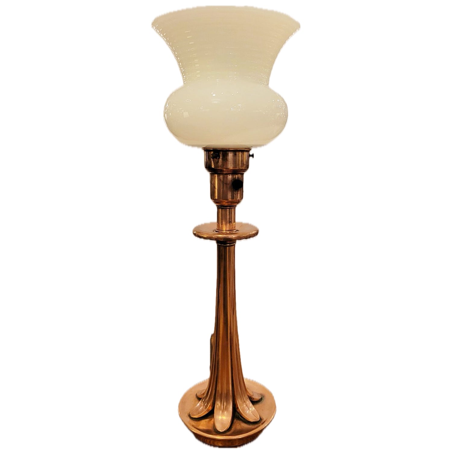 Art Deco Forged Metal Copper Table Lamp c. 1920's