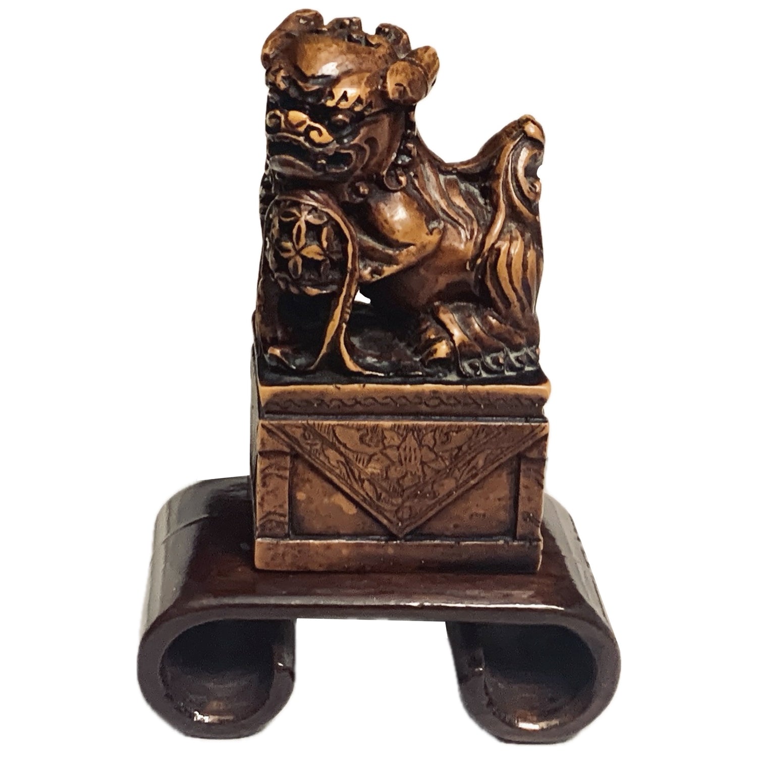 Vintage Foo Dog on Scroll Riser