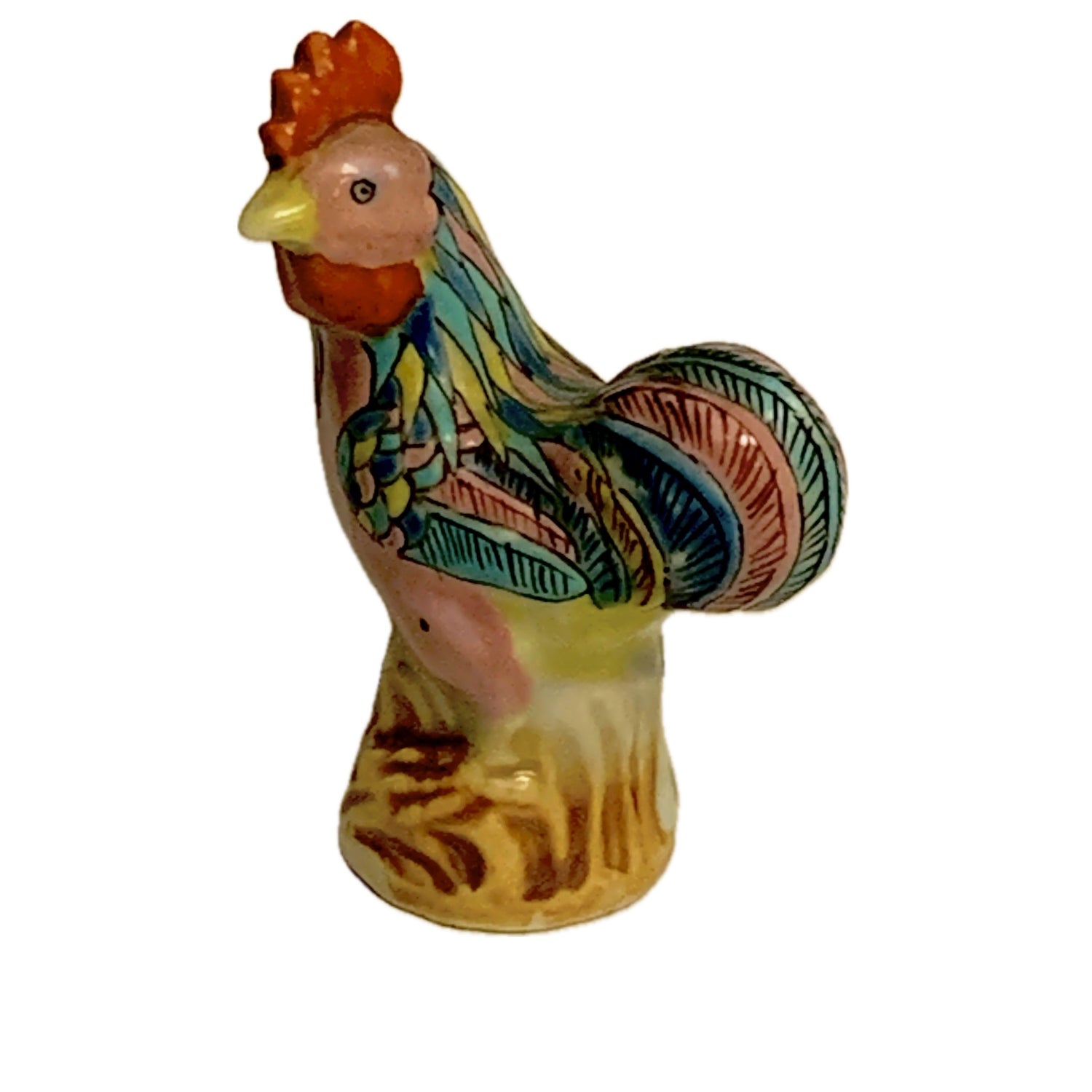 Vintage Multicolored Porcelain Rooster