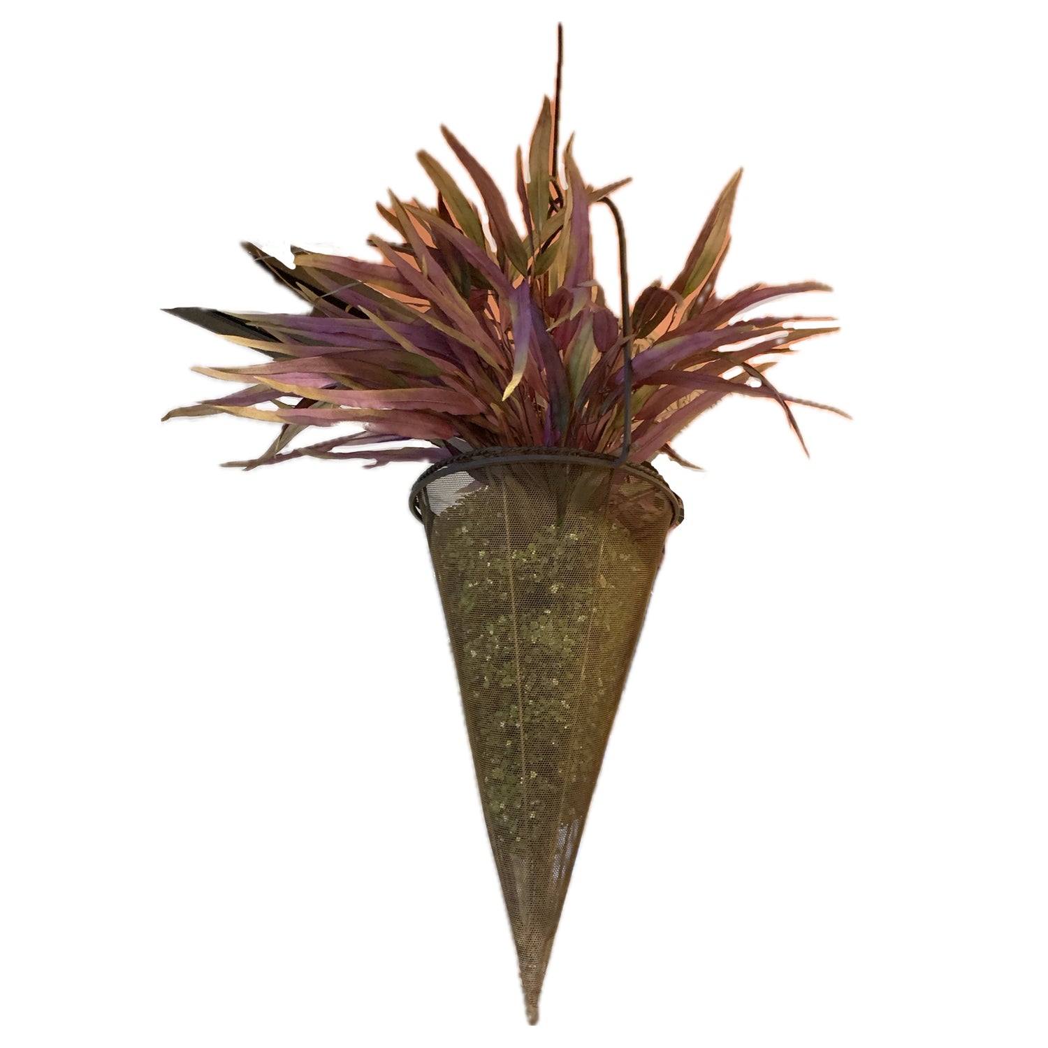Vintage Cone Planter with Iron Holder