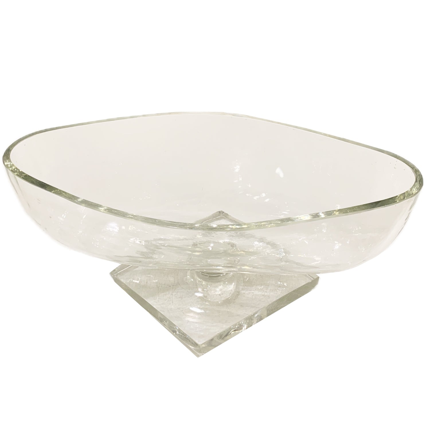 Vintage Center Ripple Glass Oblong Bowl, as-is