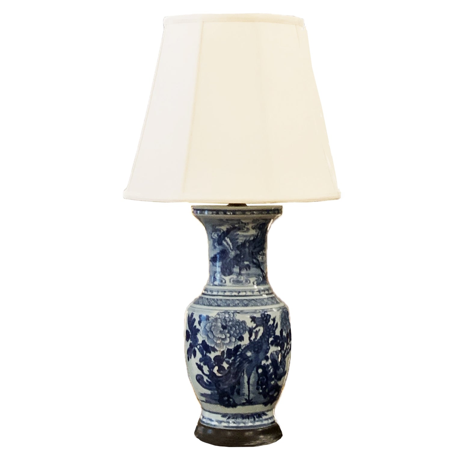 Antique Blue & White Lamp, 33"h