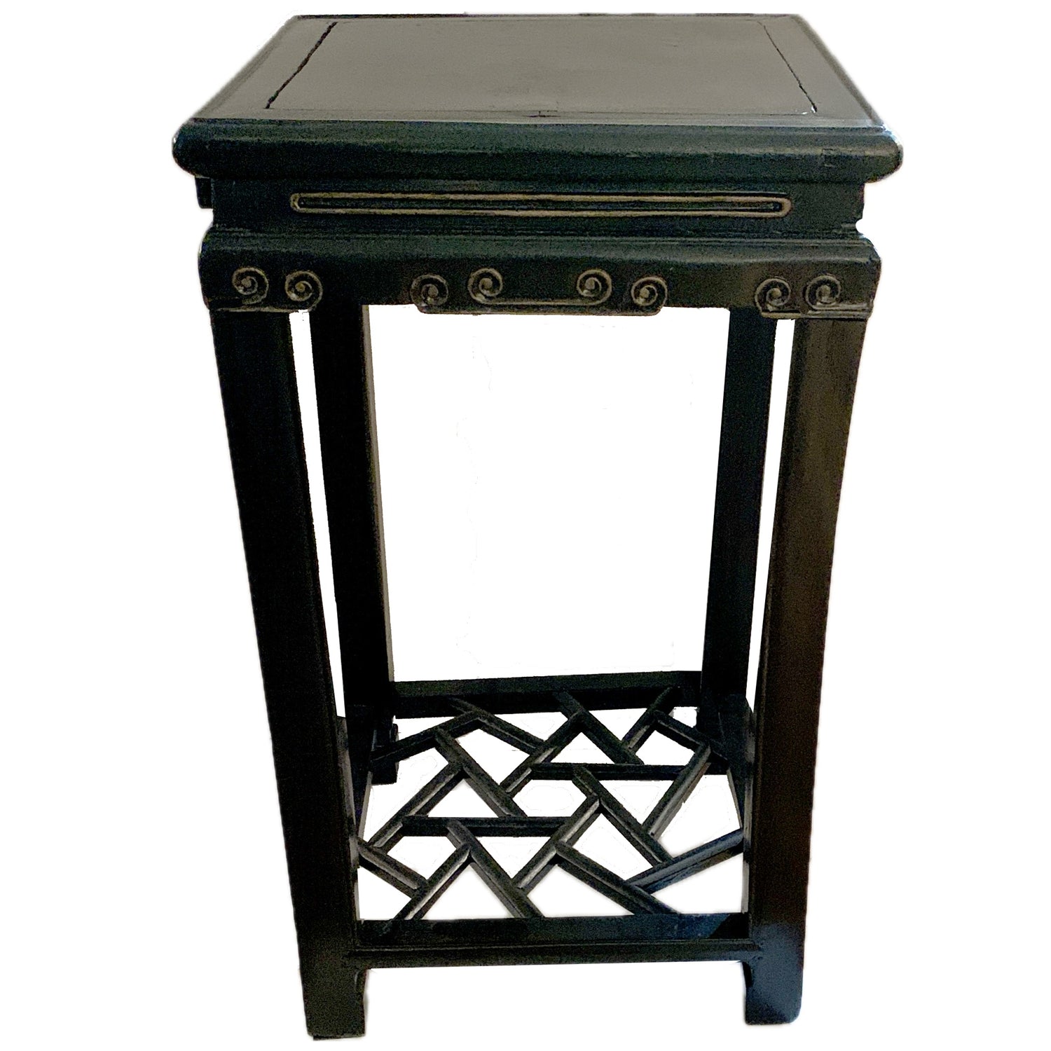 Vintage Chinese Table / Stand with Secret Drawer, Black