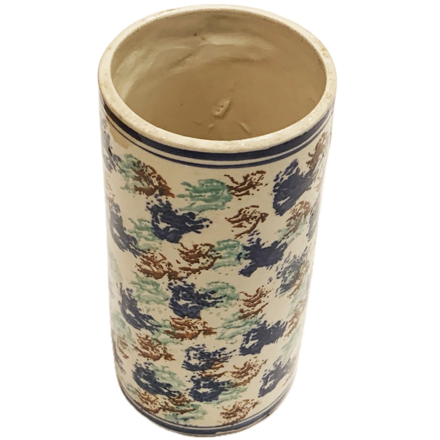 Antique Spongeware Brush Pot