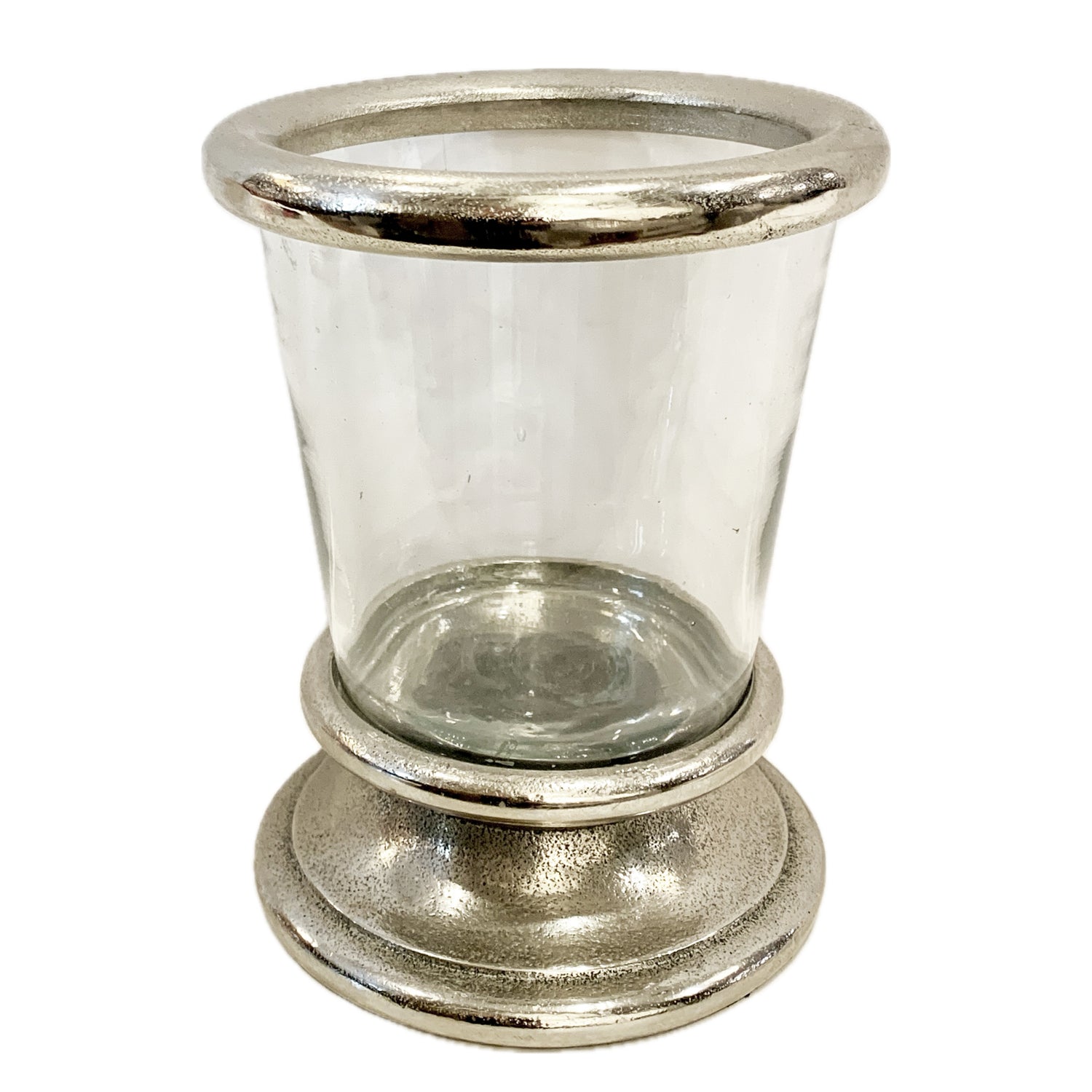 Vintage Hurricane with Nickel Rim and Base, 6.25"dia x 7.75"h