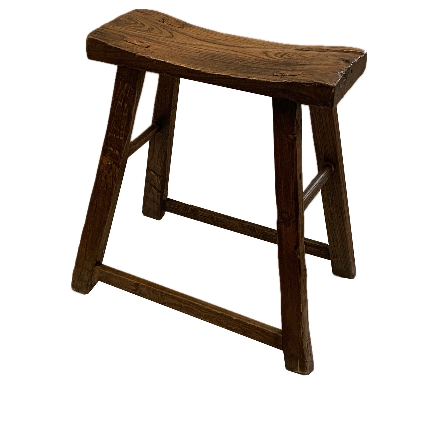 Antique Chinese Elm Stool, 18.5"w x 7.5"d x 21.5"h