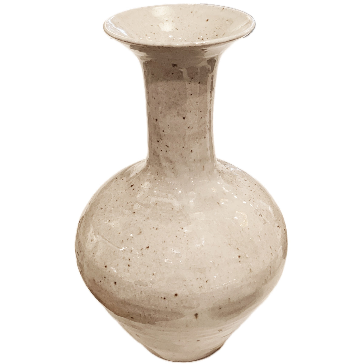 Vintage Japanese Rustic White Art Pottery Vase