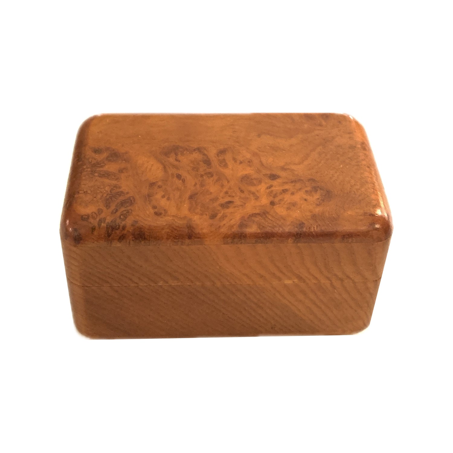 Small Burled Wood Rectangular Box, 2.25 x 1 x 1.25"h