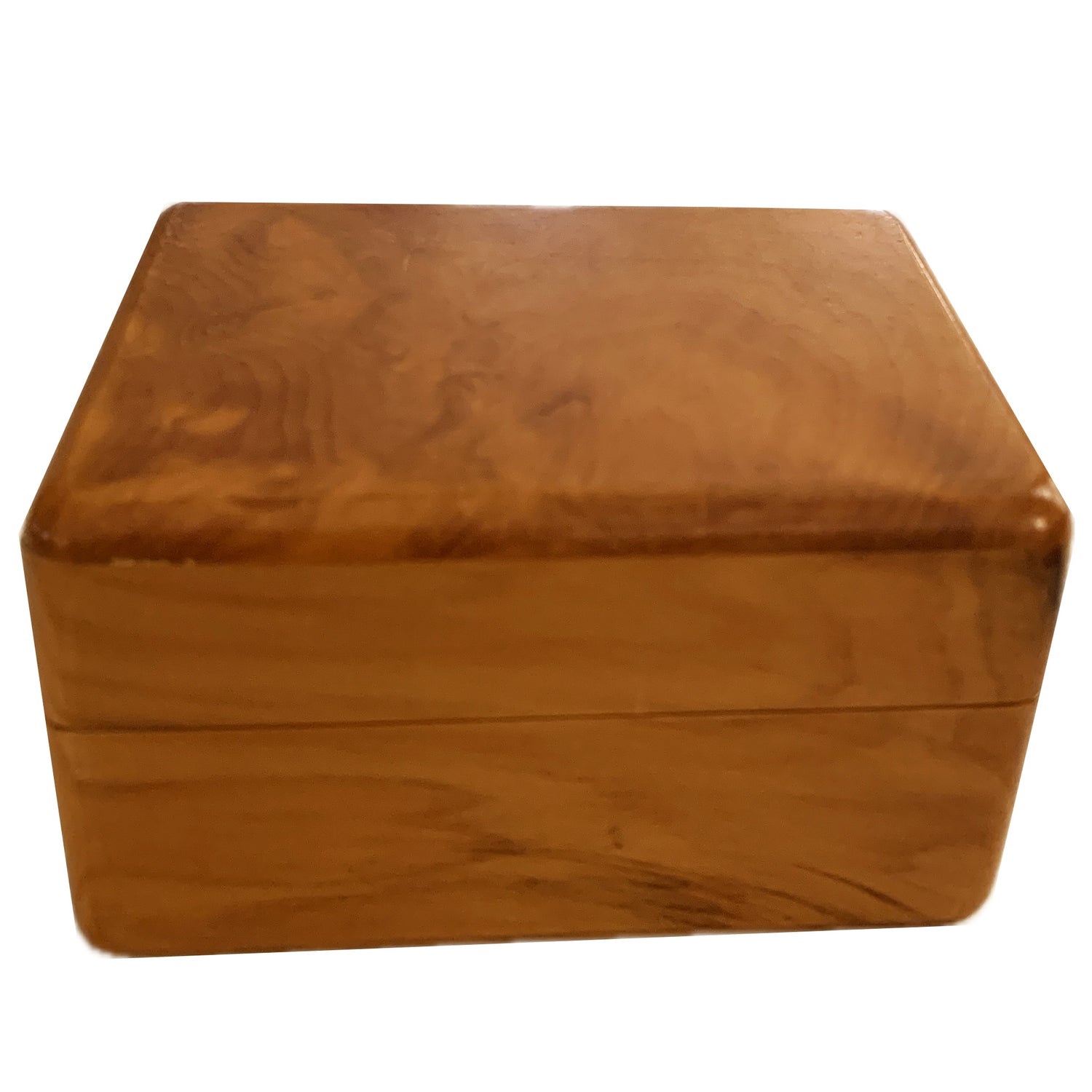 Small Burled Wood Rectangular Box, 3.5 x 2.5 x 2"h