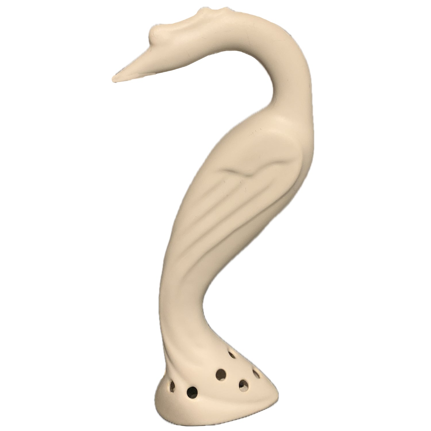 Vintage Matte White Ceramic Heron Flower Frog