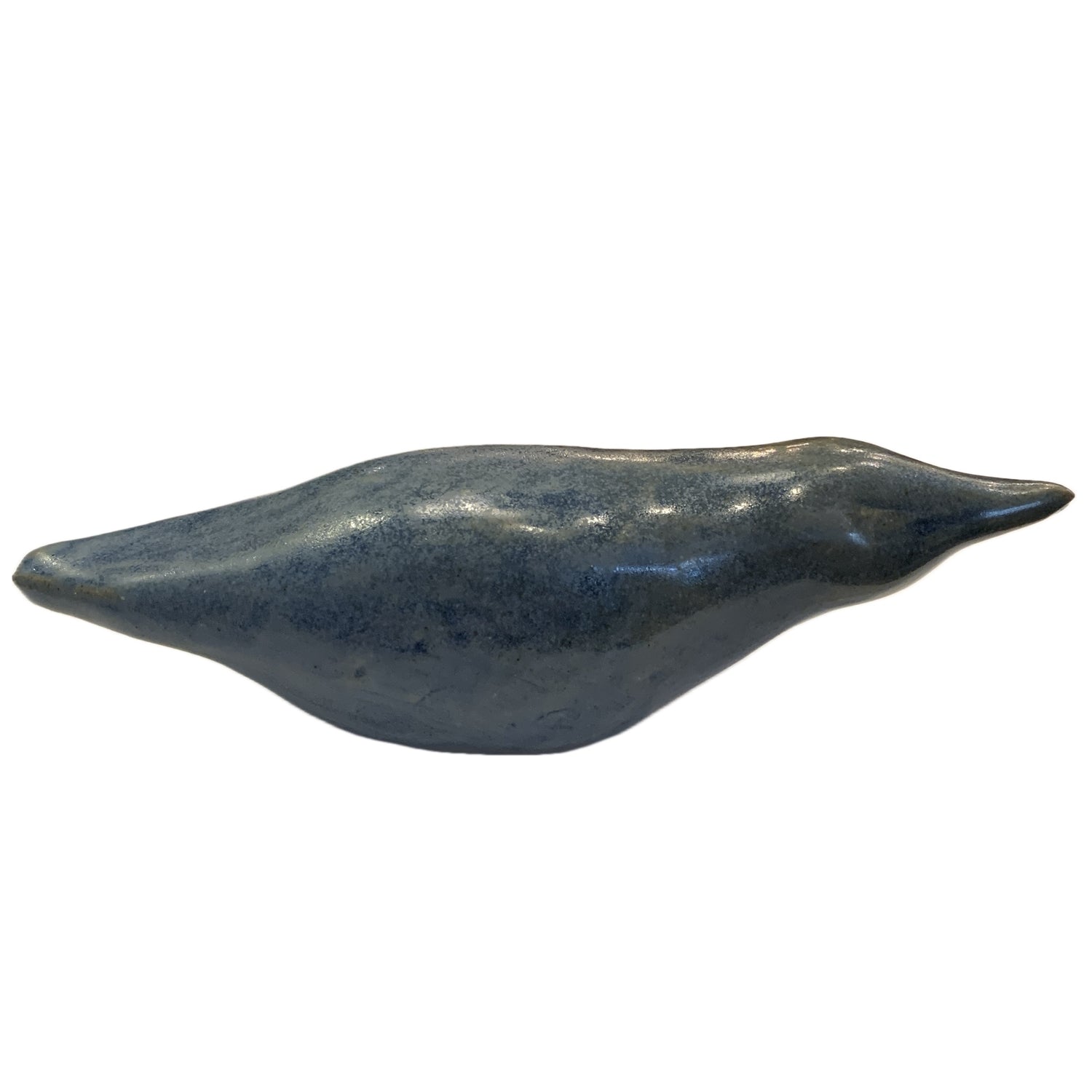 Vintage Signed Blue Glazed Pottery Bird