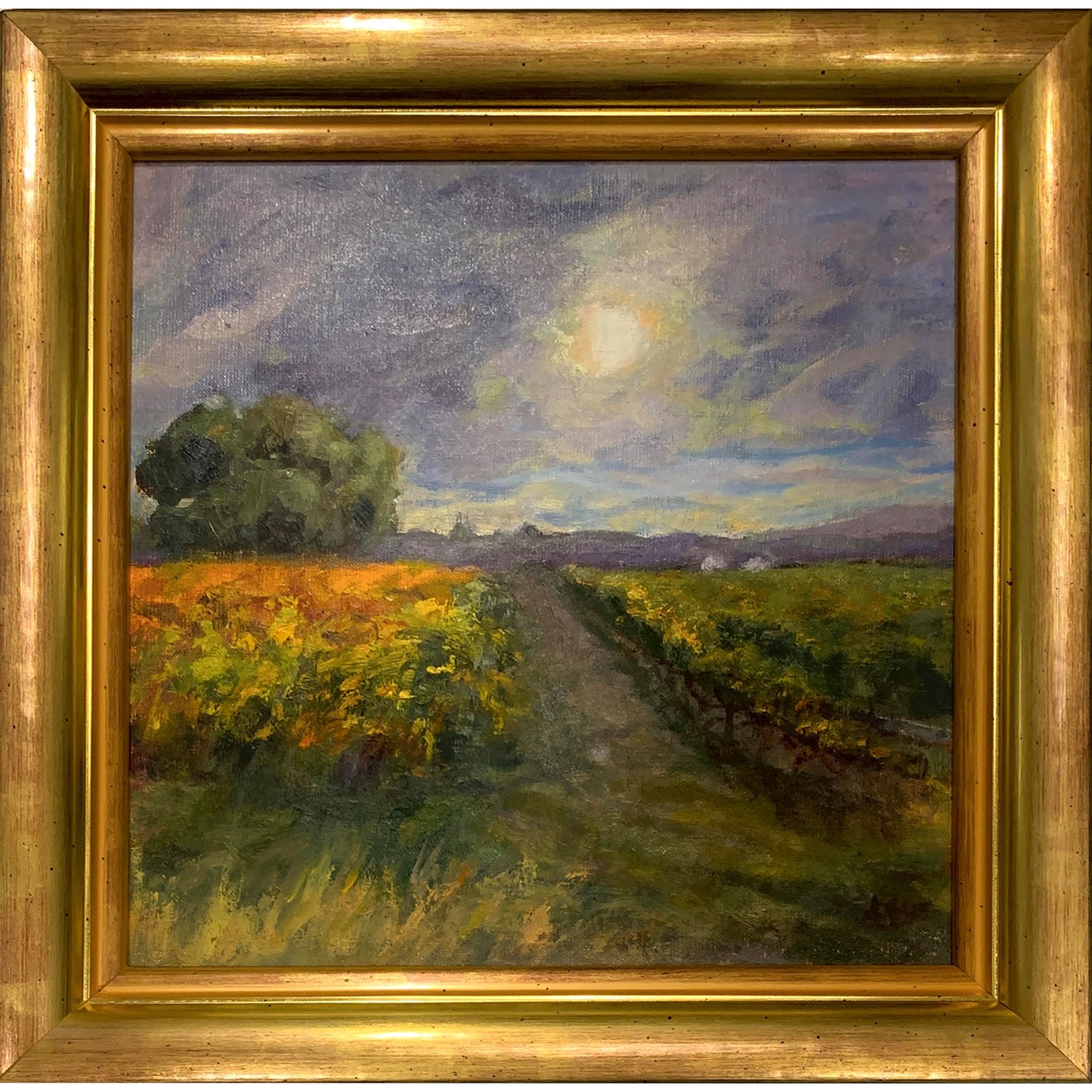 Provence at Dusk, Annette Nicoletti Swanson, Oil on Canvas, Framed