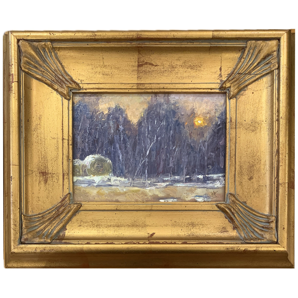 Winter Sunset, Annette Nicoletti Swanson, Oil on Canvas, Framed