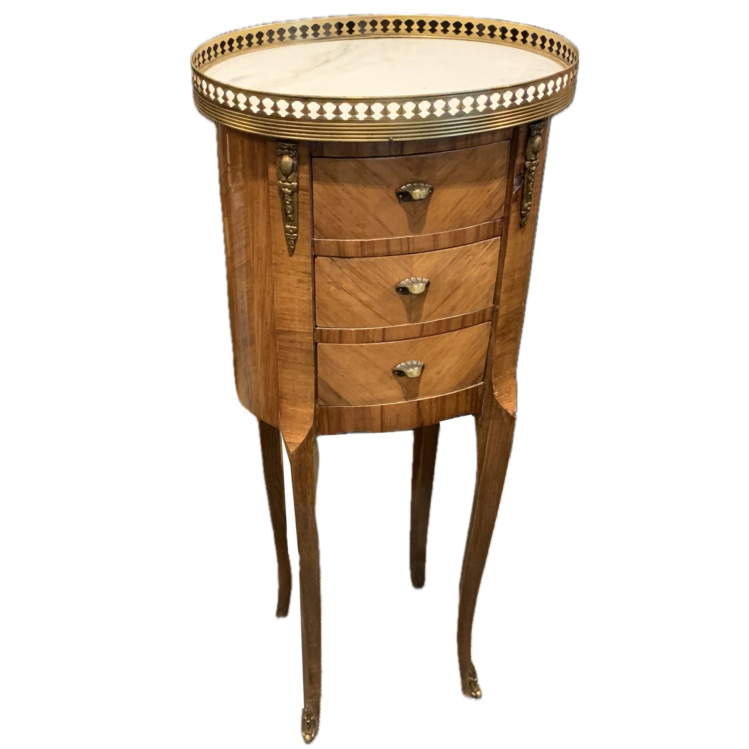 Antique 19th Century Marble Top Side Table w 3 Drawers, c. 1890