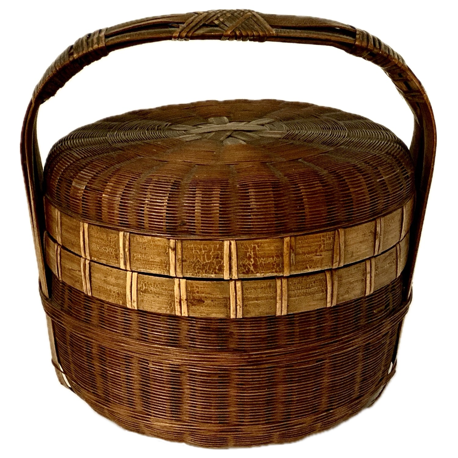 Antique Handled Basket with Lid