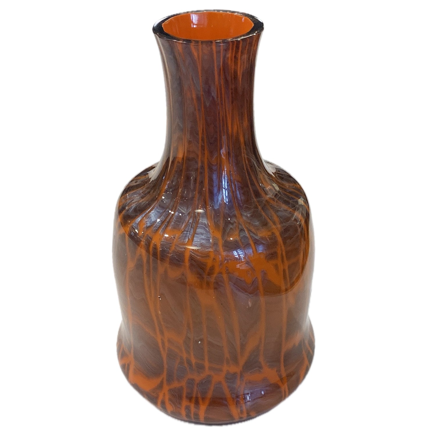 Czech Art Glass Vase, Mottled Orange Purple