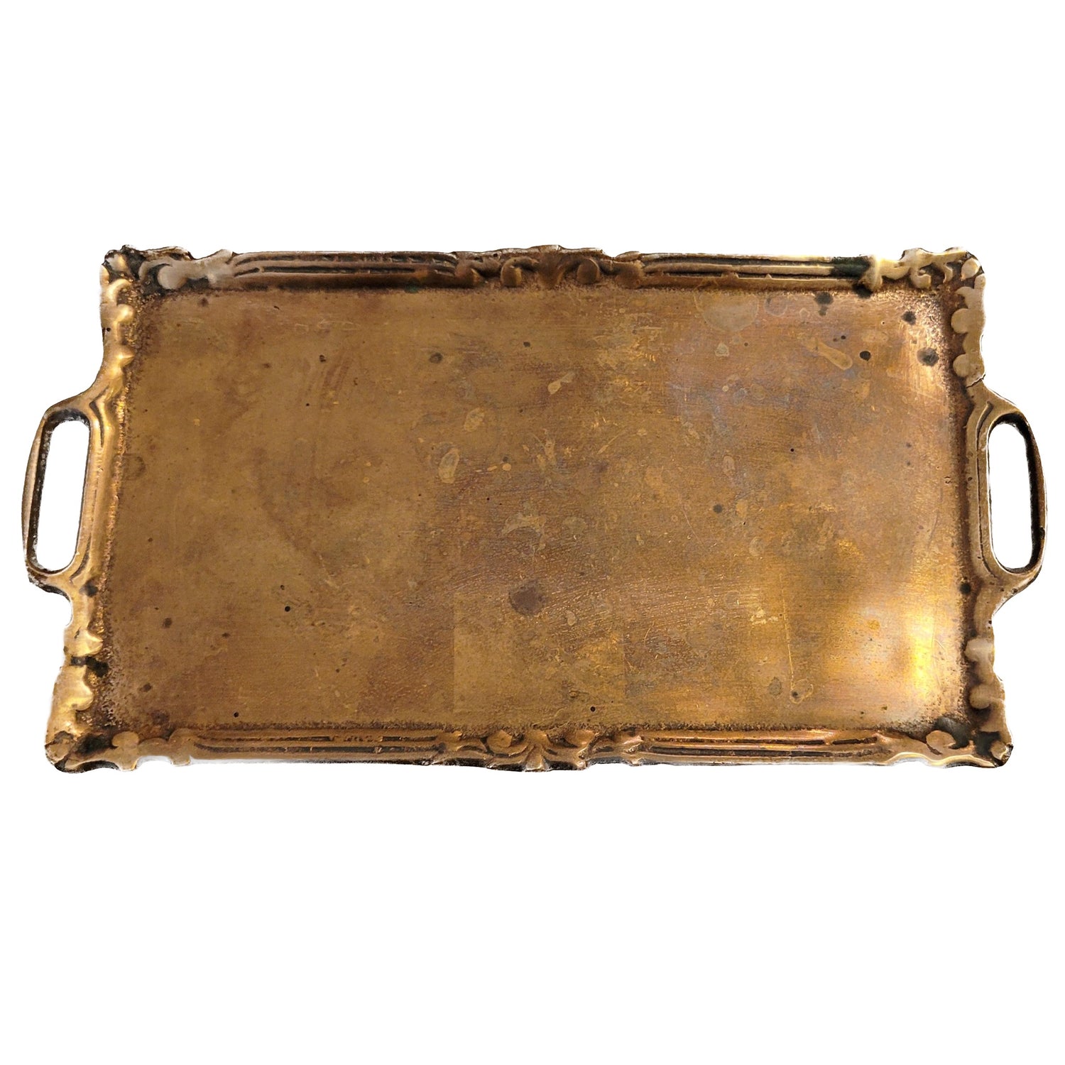 Antique Small Brass-Handled Tray
