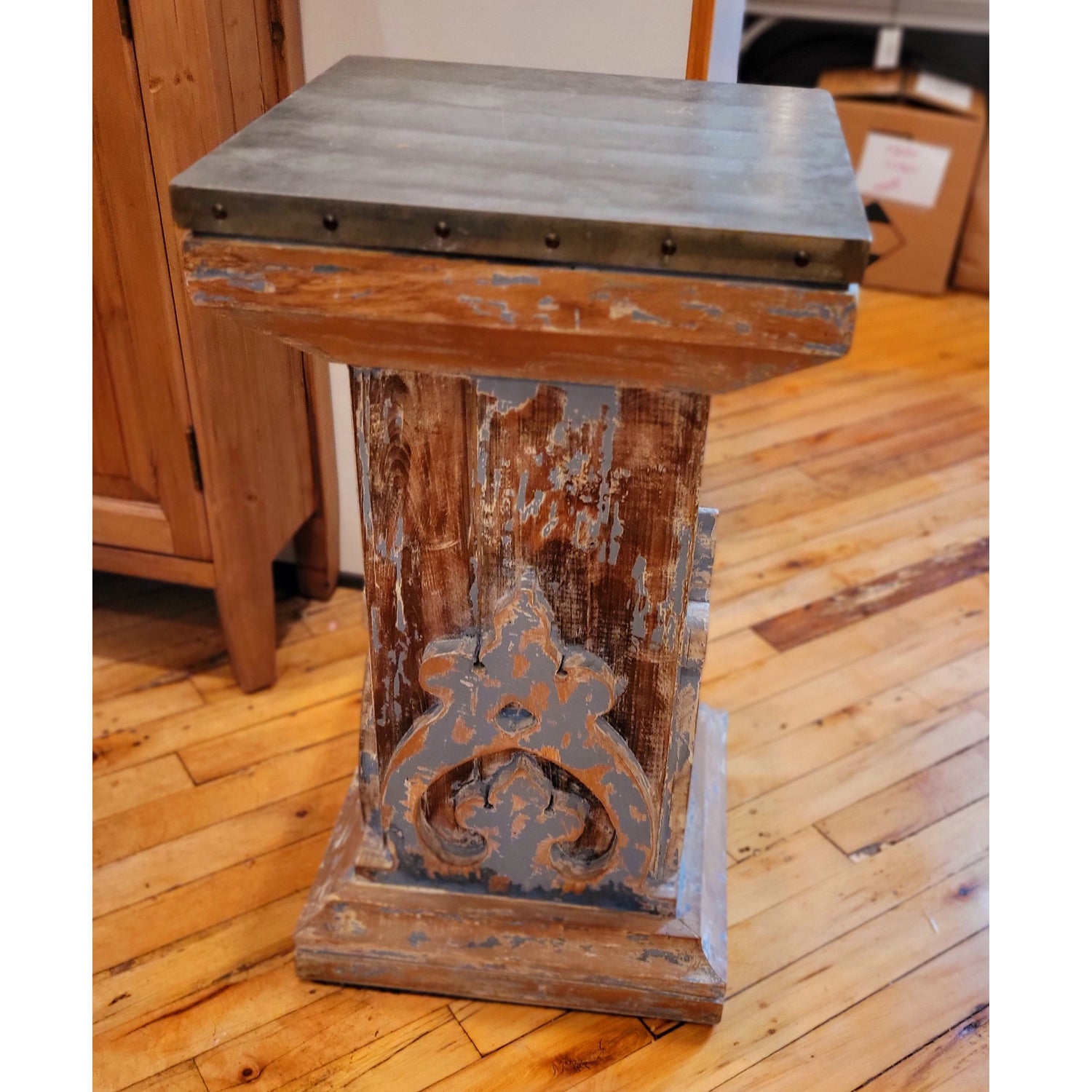 Aidan Gray Aged Rho Side Table With Metal Top