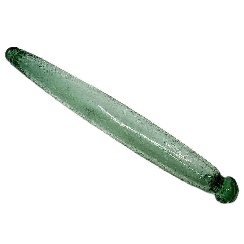 Antique Victorian Blown Green Glass Roller Pin
