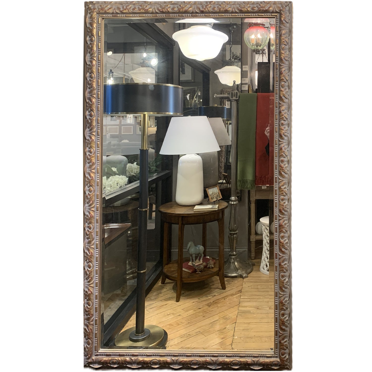 Antiqued Wash Gold Painted Beveled Glass Mirror