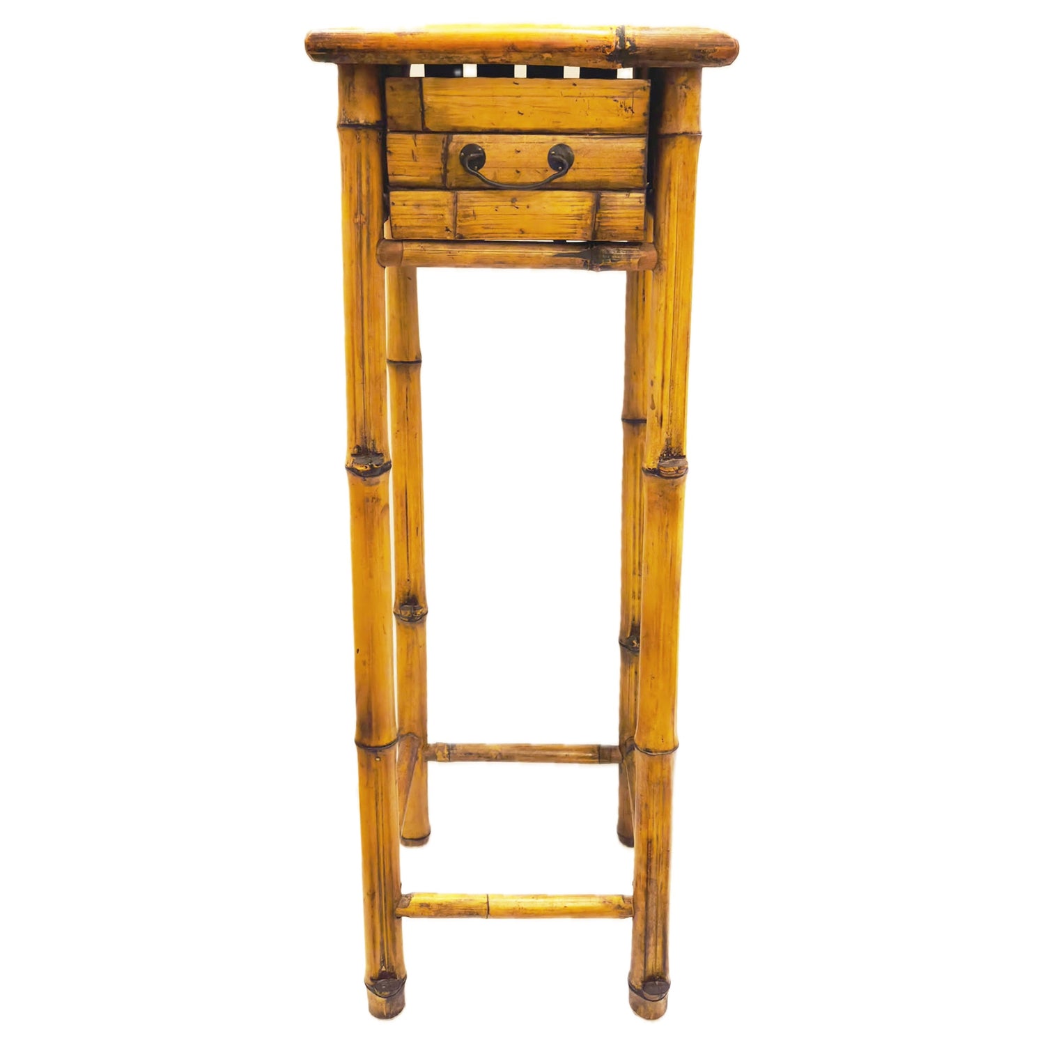 Bamboo Vintage Plant Stand, Single Drawer