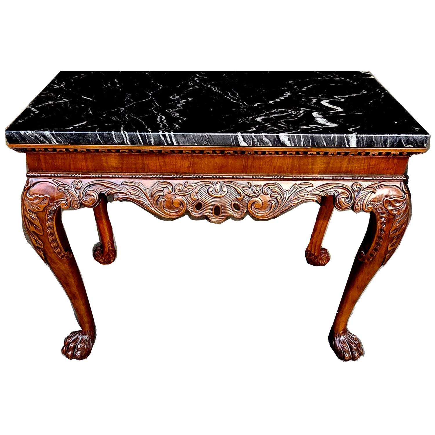 Vintage Baker Stately Mahogany Console Server with Black Marble Top