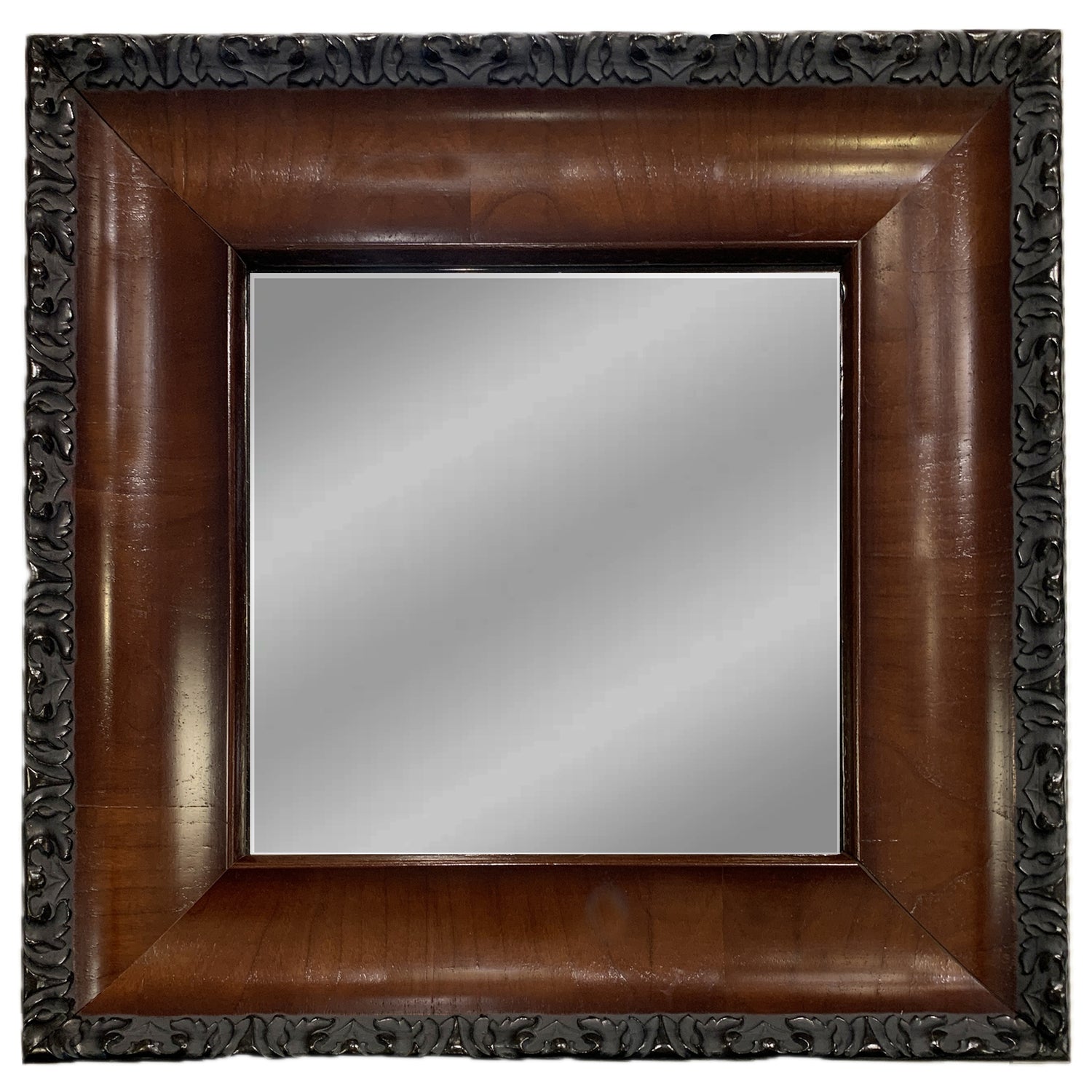 Vintage Wood Framed Mirror with Ornate Detail