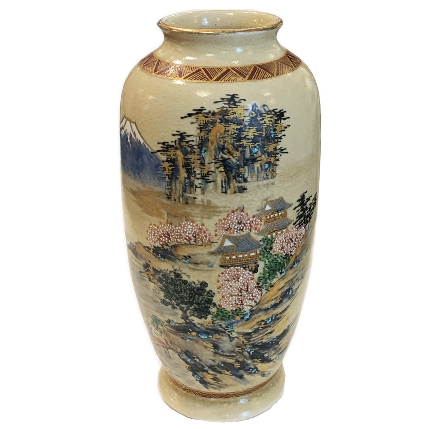 Antique Hand Painted Satsuma Vase, ca. 1920