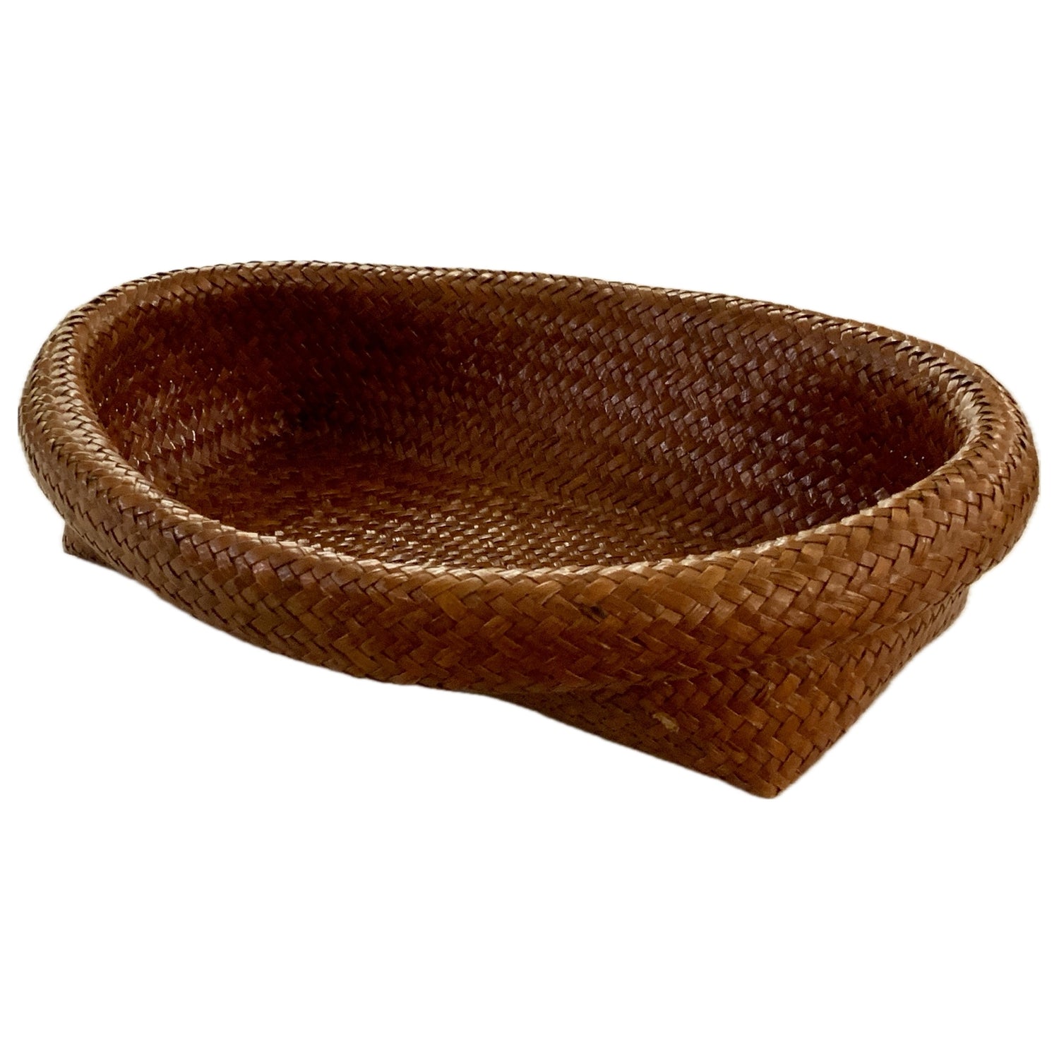 Japanese Oval Hand Woven Rattan Basket, 1980's