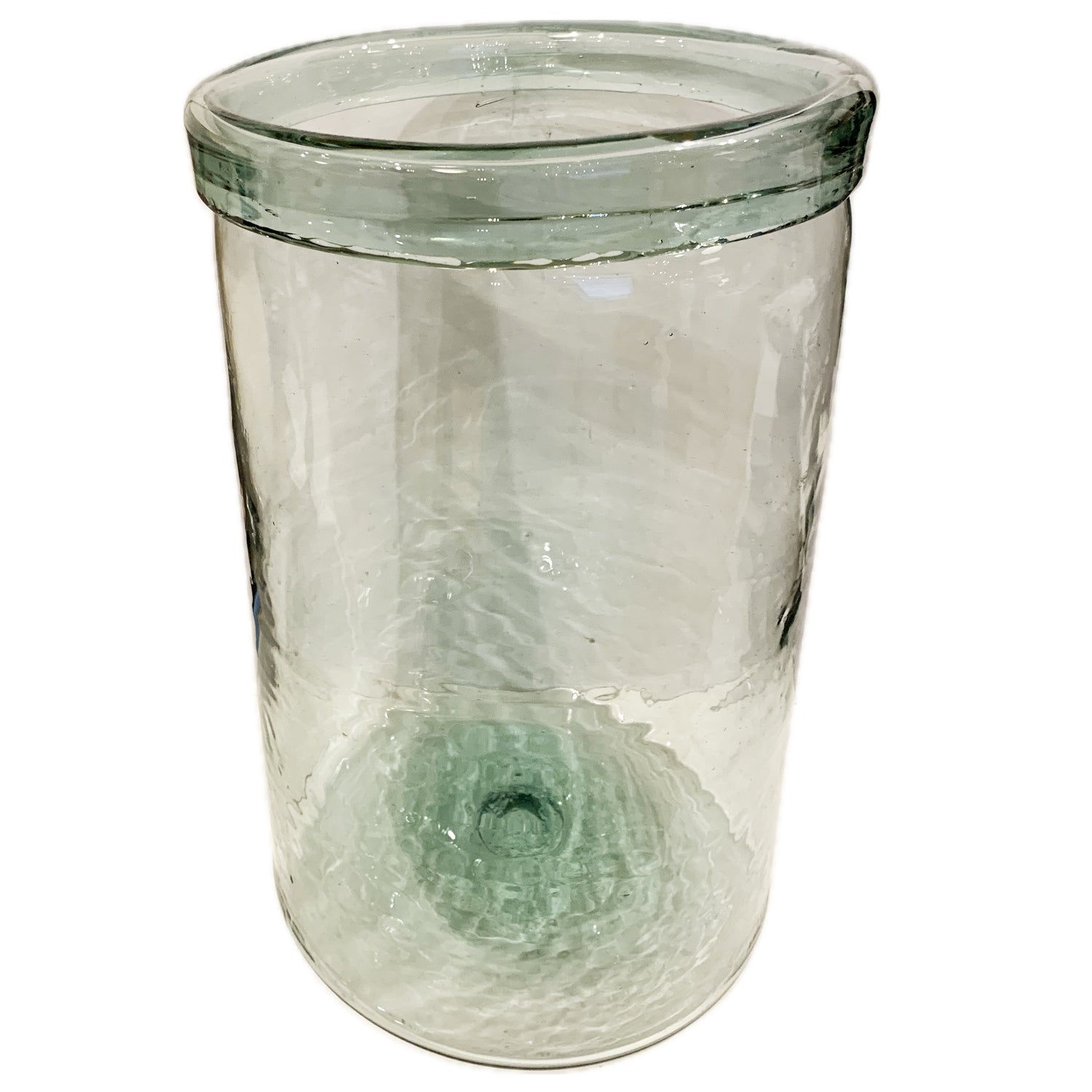 Vintage Bottle Green Glass Hurricane, 16"h