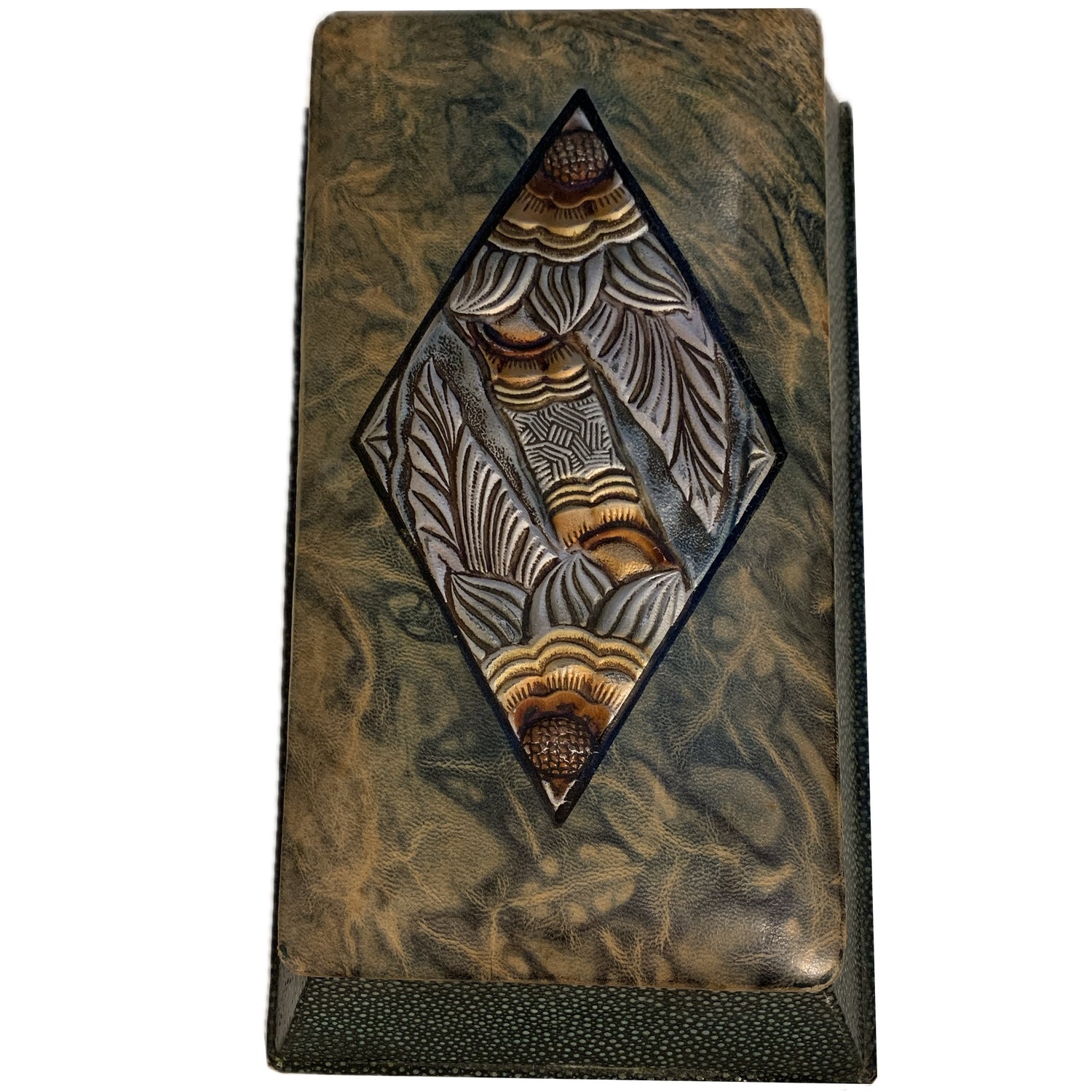 Art Deco Style Leather Box with Shagreen Base