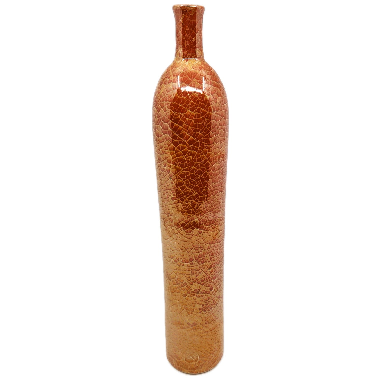 Stoneware Orange Crackle Glaze Bottle, Artist Stamped