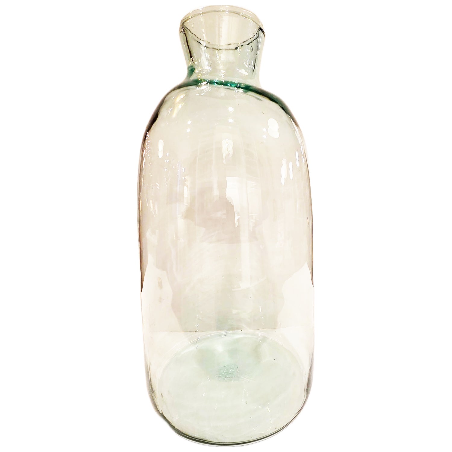 Clear Glass Cylinder Vase, Thick Glass Beveled Edge