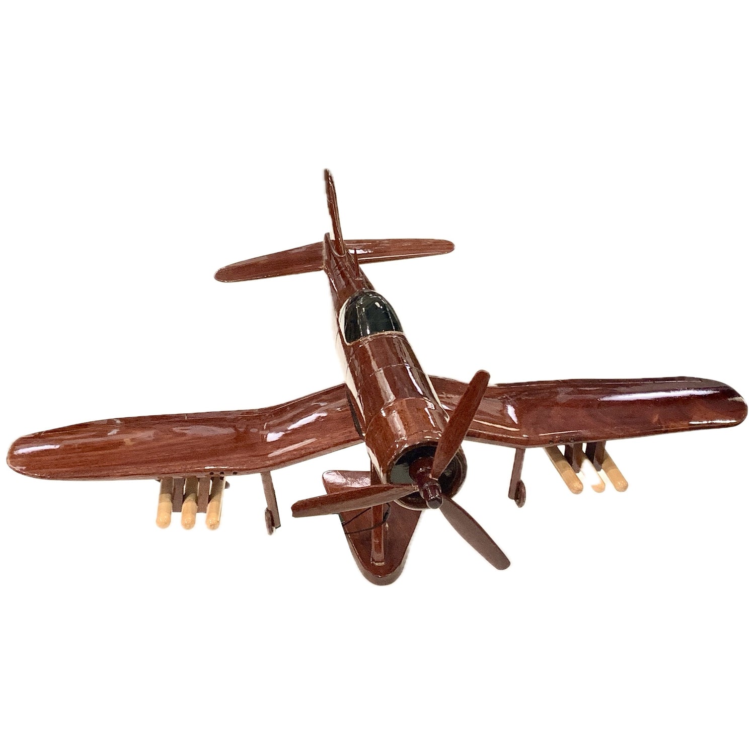 Corsair F4U Wooden Model Airplane, Mahogany