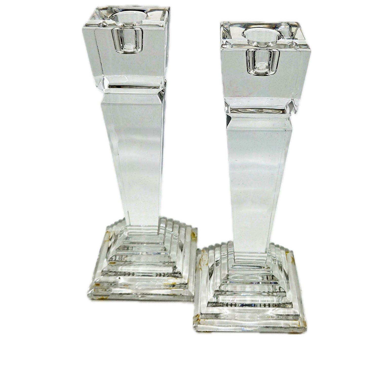 Lennox Vintage Cut Glass Candlesticks, Pair