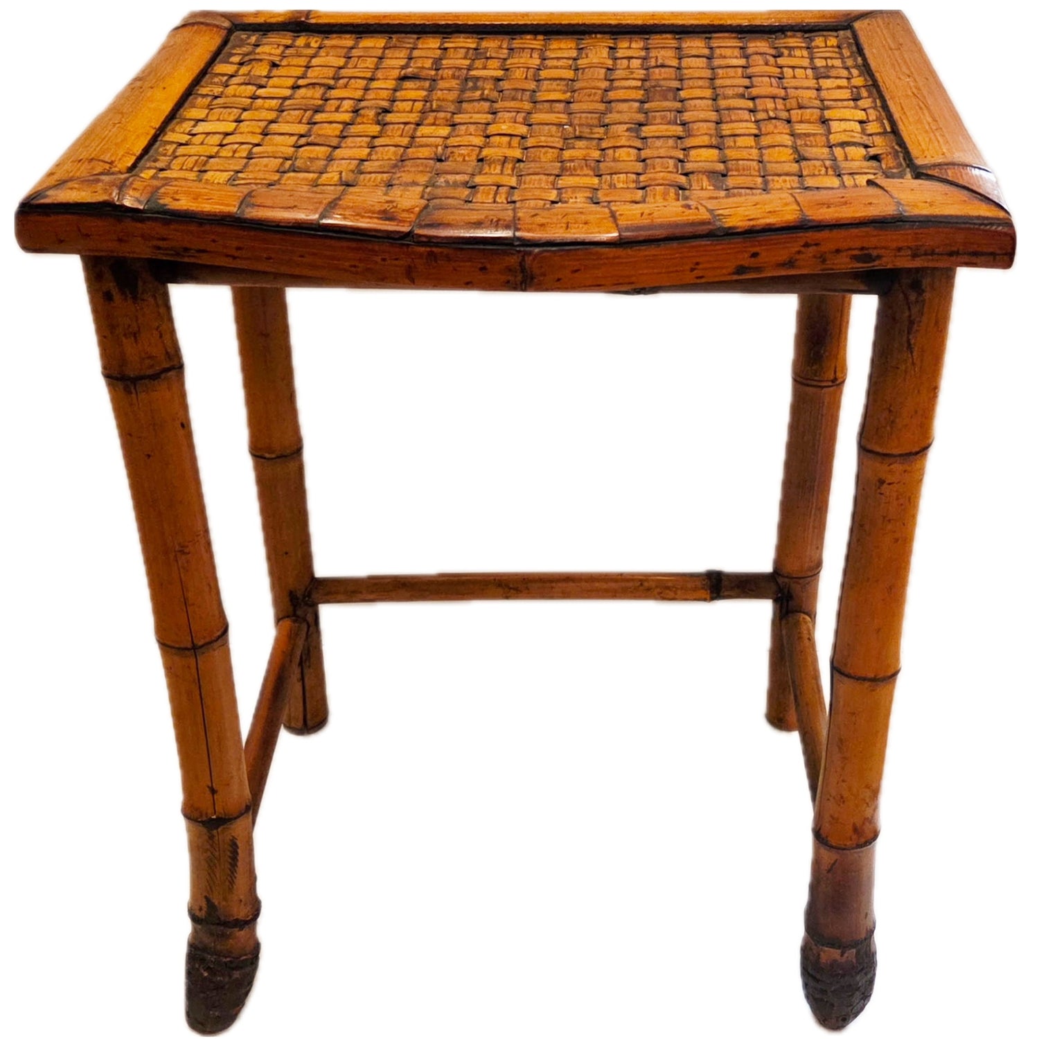 Vintage Bamboo Rattan Side Table