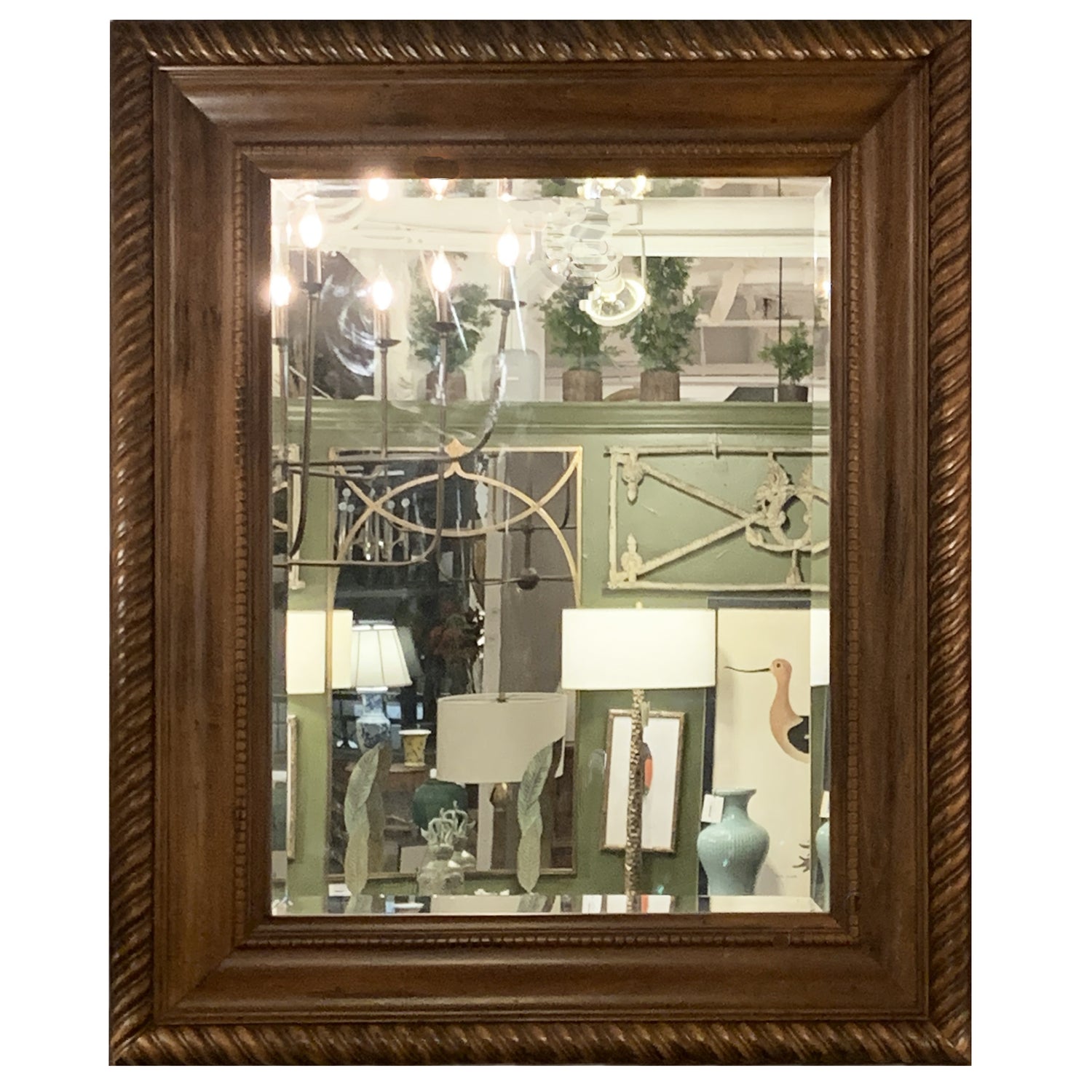Vintage Raschella Ornate Pecan Wood Mirror