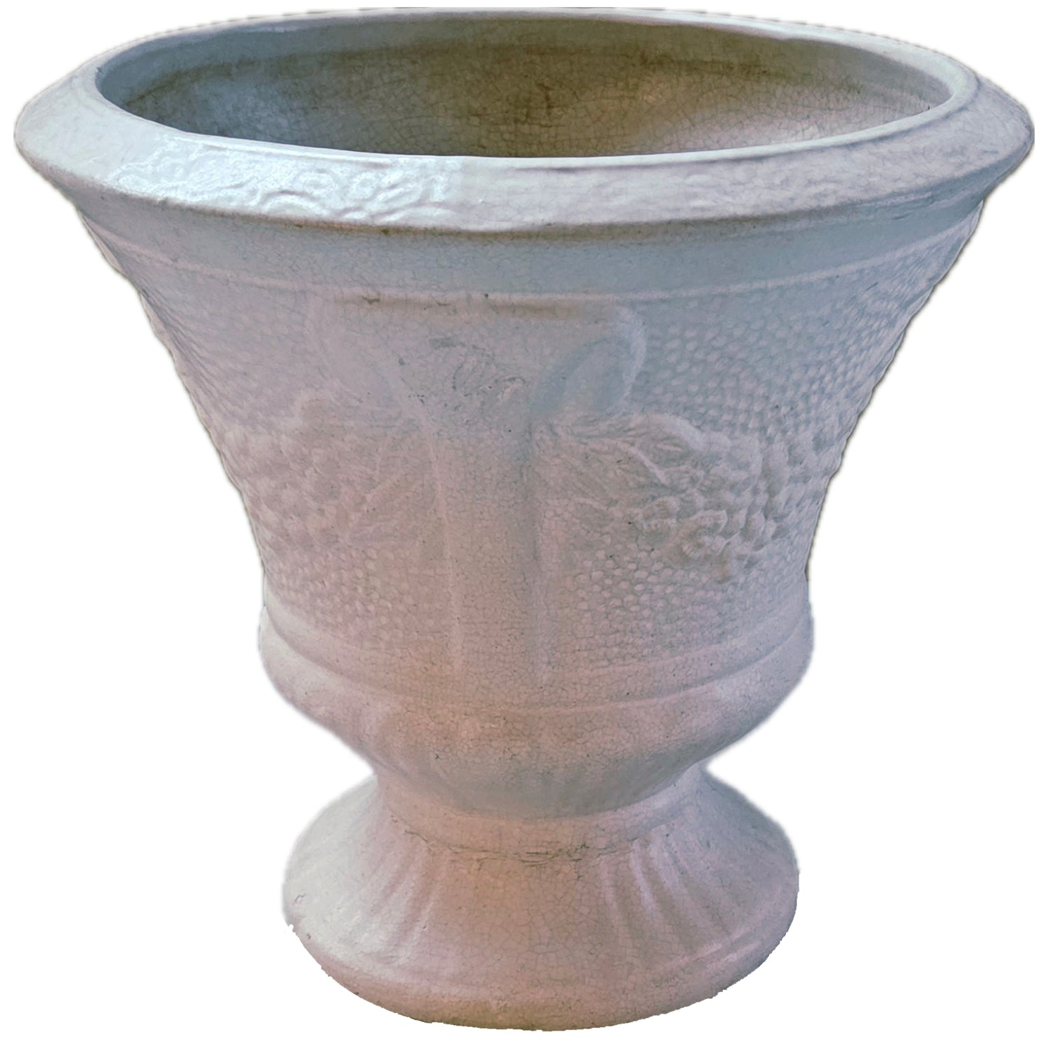 Vintage Matte White Glaze Ceramic Urn, 15"h