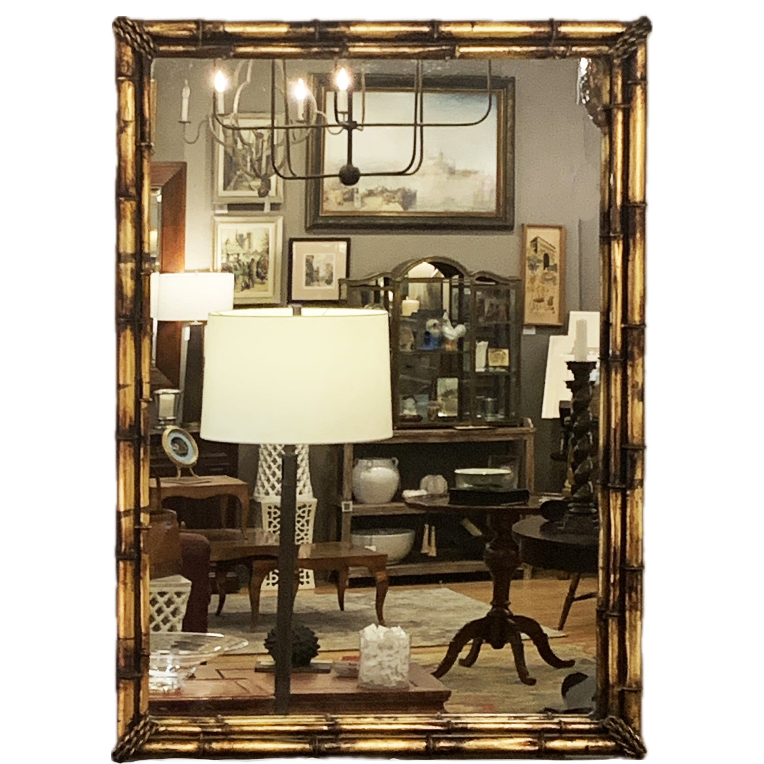 Vintage La Barge Gilt Iron Bamboo Mirror, 27"w x 36"h