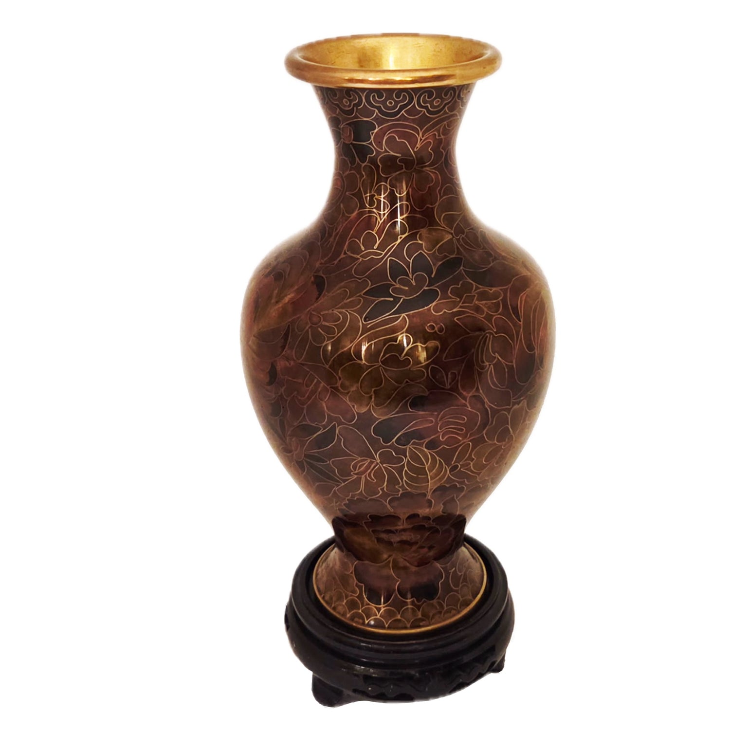 Japanese Cloisonne Vase with Riser, Chrysanthemum Motif