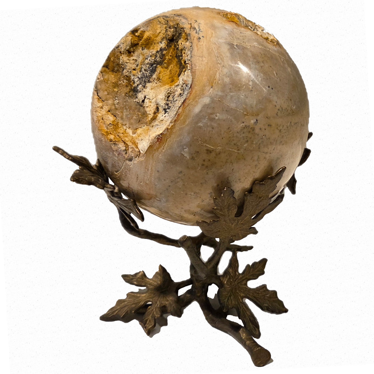 Petrified Wood Sphere With Leaf Stand