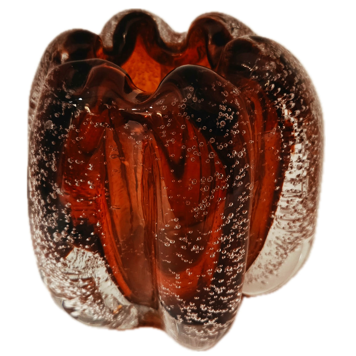 Hand Blown Amber Art Glass Vase