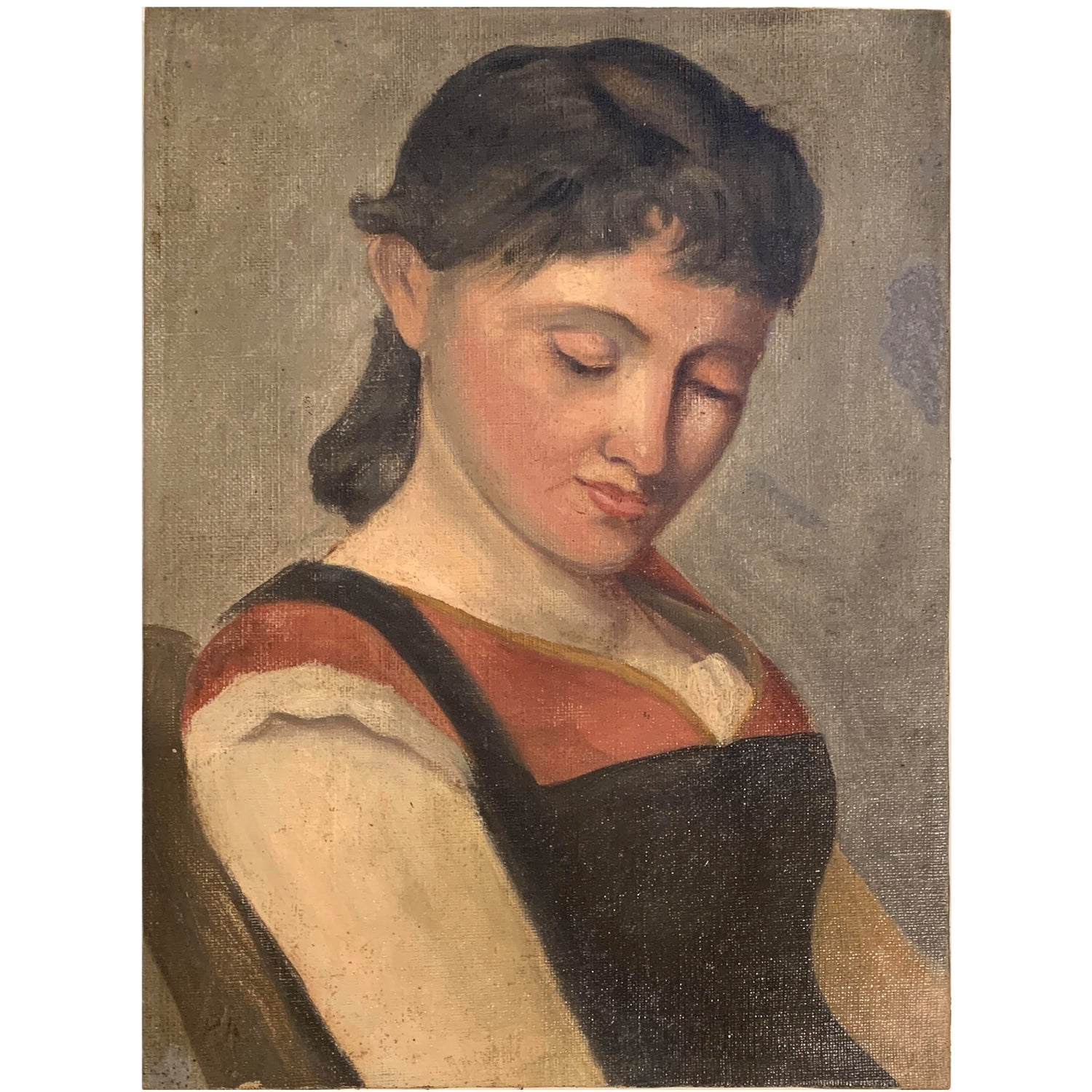 German Origin Portrait 1800's, Oil On Linen, Unsigned, Munich