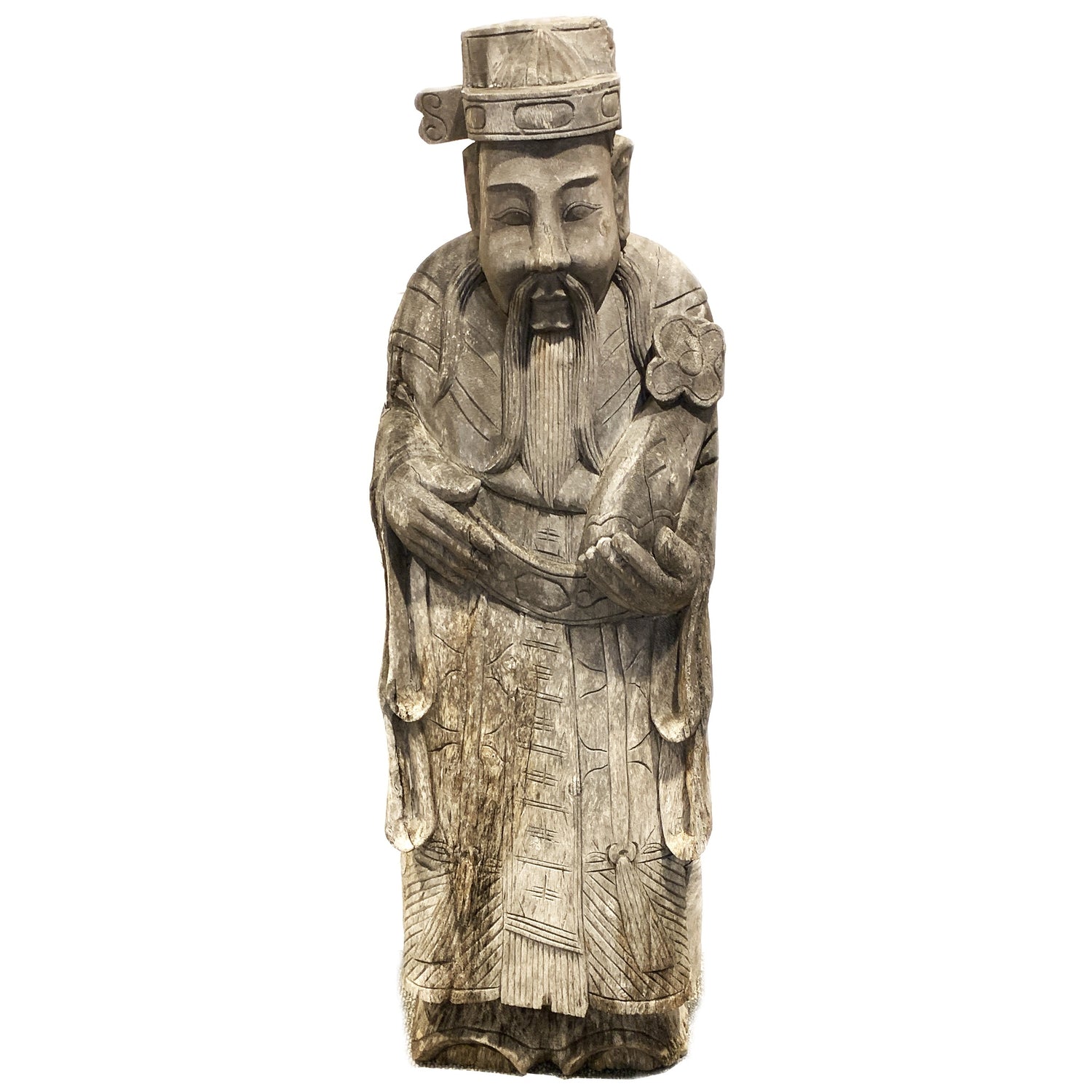 Antique Carved Wood Lao Tzu Revered Figure, founder of Taoism