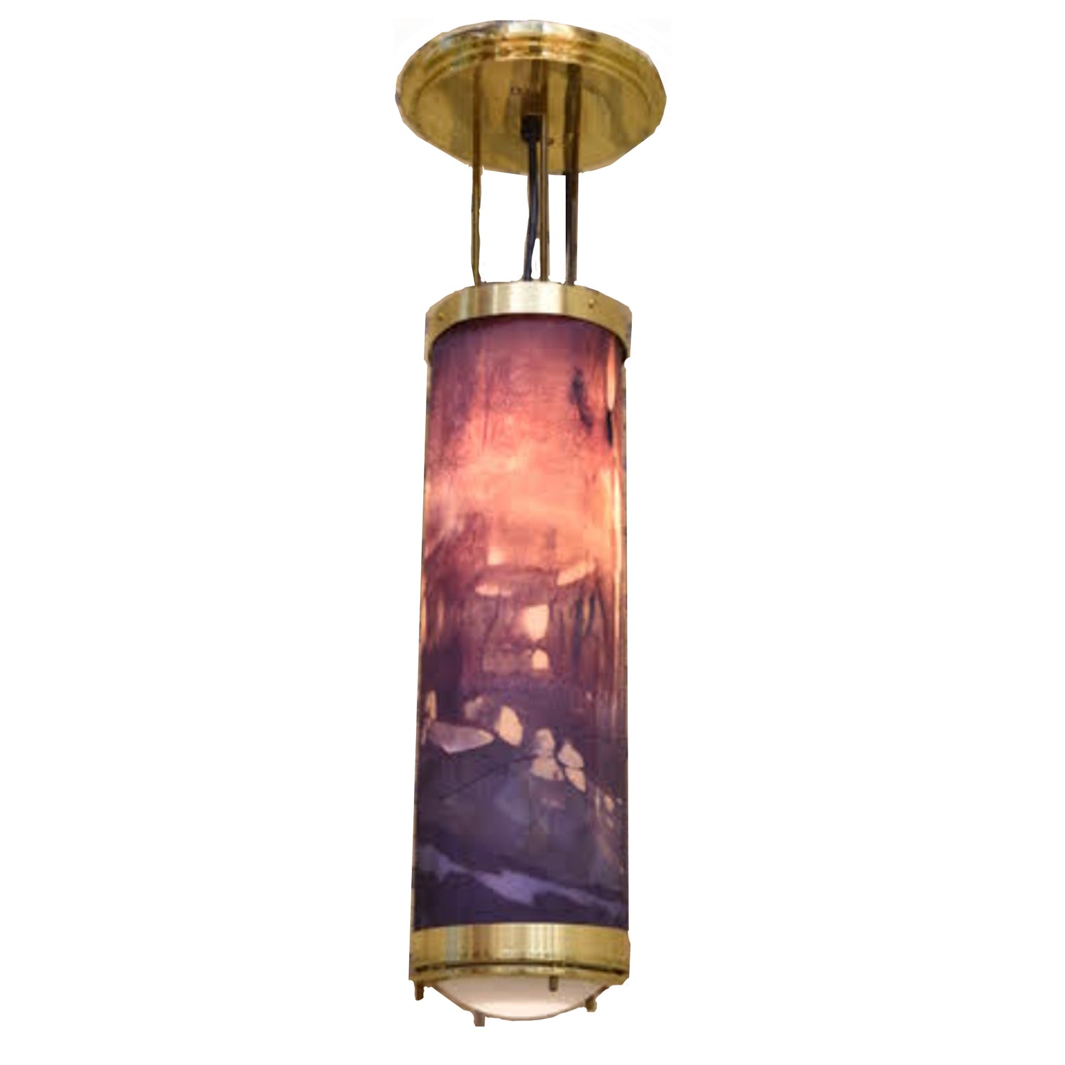 Iris, Emily Donovan, Natural Dye and Pigment Pendant Light Fixture (vintage lightolier)