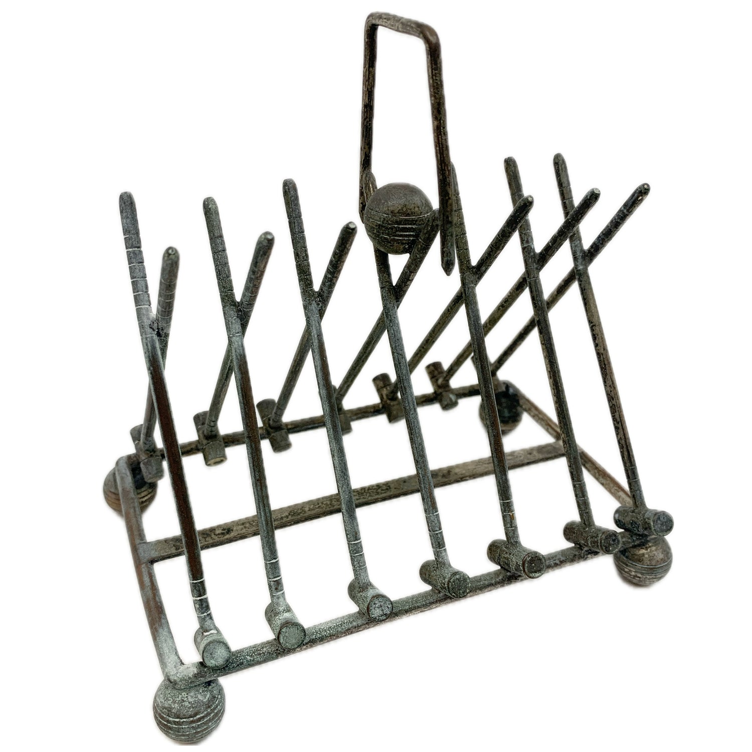 Antique Metal Croquet Toast / Letter/ Napkin Holder
